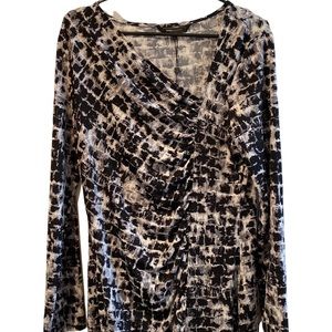 🆕BCBG MAXAZRIA  Black Gray White Multi Animal Abstract print dress Size L NWT